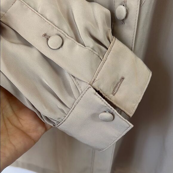 Vintage Jean de Pierre Tan Long Sleeve Pleated Blouse Size 10 NWT Deadstock 1980 - Picture 5 of 9